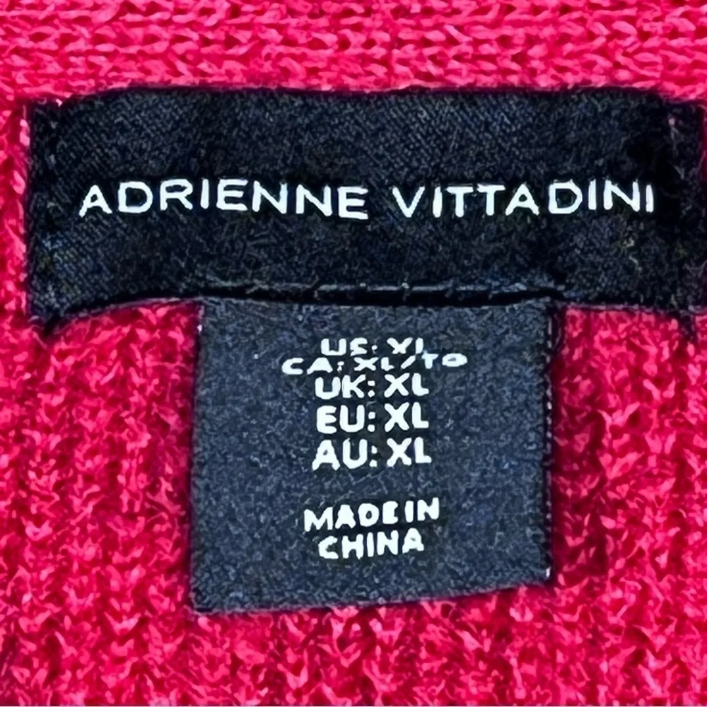 ADRIENNE VITTANINI Red Open Front Shawl Neckline Cardigan Sweater Jacket Size XL